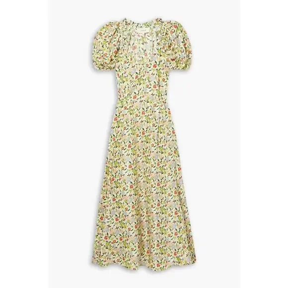 THE GREAT. The Hyacinth Silk Maxi Dress Floating Petals Floral Size 1/S - Picture 2 of 7